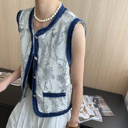 Floral Contrast-Trim Vest