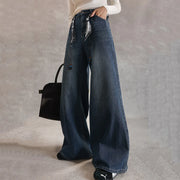 Lace-Up Waist Wide-Leg Jeans