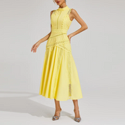 Eyelet-Panel Sleeveless Dress