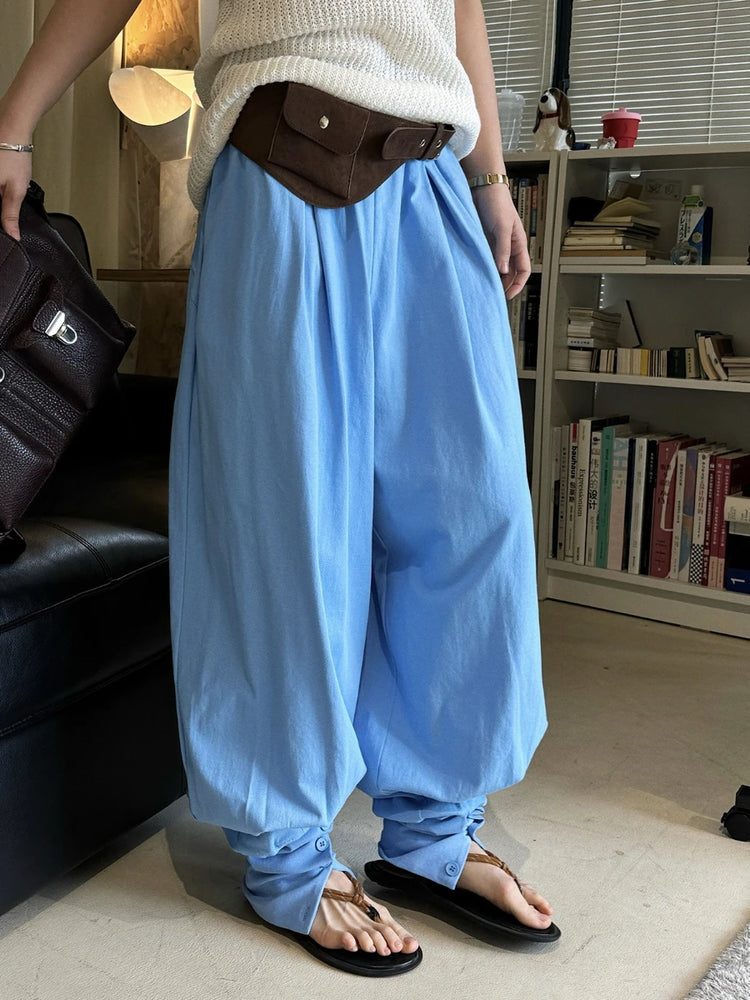 Ruched-Cuff Balloon Pants