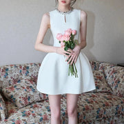 Keyhole Sleeveless Flared Mini Dress
