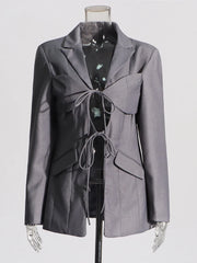 Tie-Front Cutout Blazer
