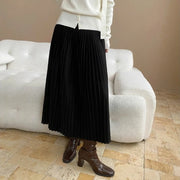 Pleated A-Line Midi Skirt