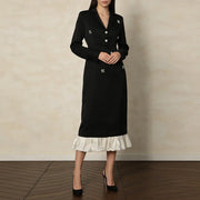 Ruffle-Hem Collared Dress