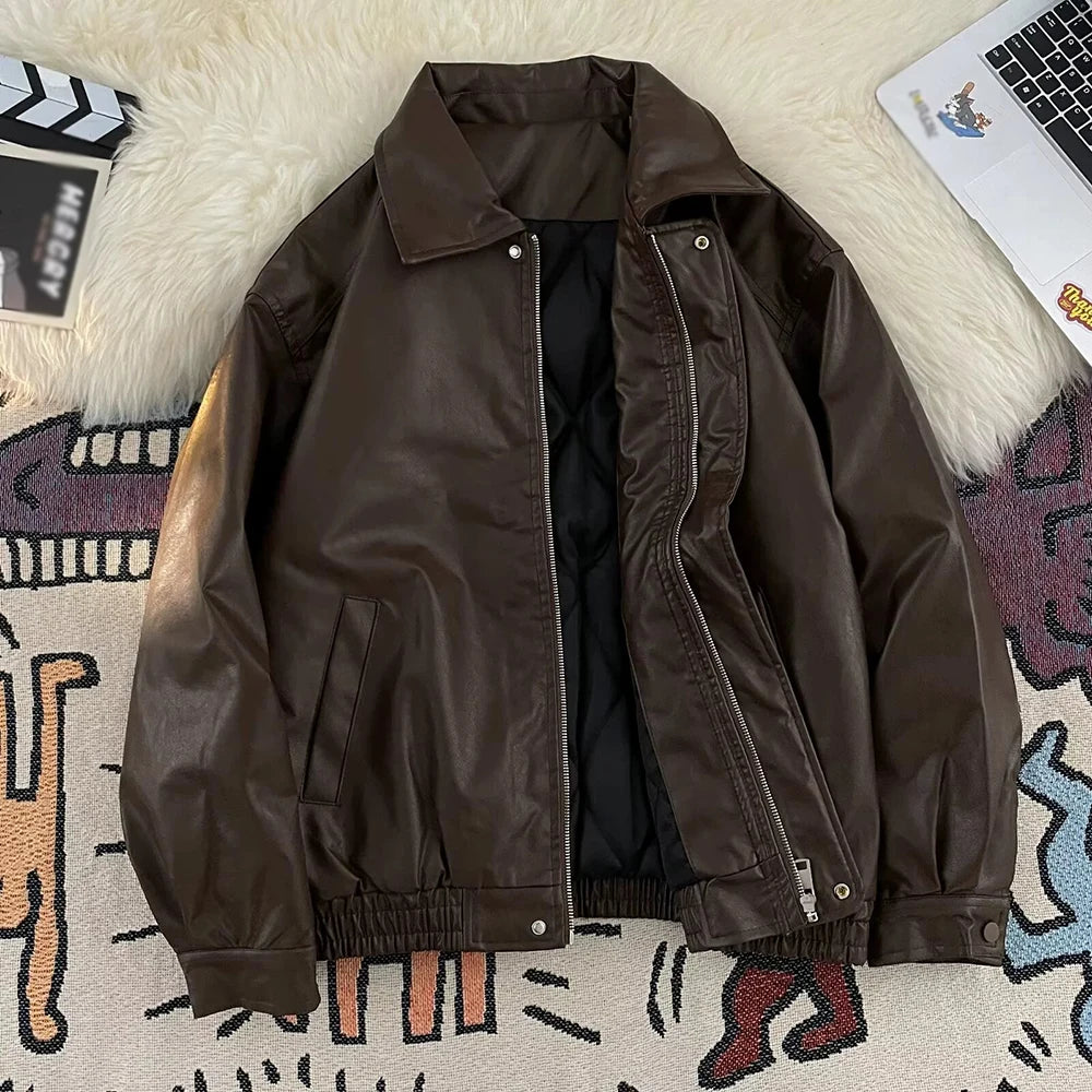 Glossy Zip-Up Collared Jacket