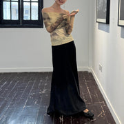 Abstract-Print Ruched Off-Shoulder Top