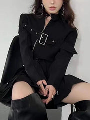 Buckle-Detail Cropped Jacket