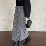 Polka-Dot Straight Midi Skirt