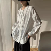 Lace-Panel Relaxed White Shirt