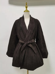 Shawl-Collar Tie-Waist Coat