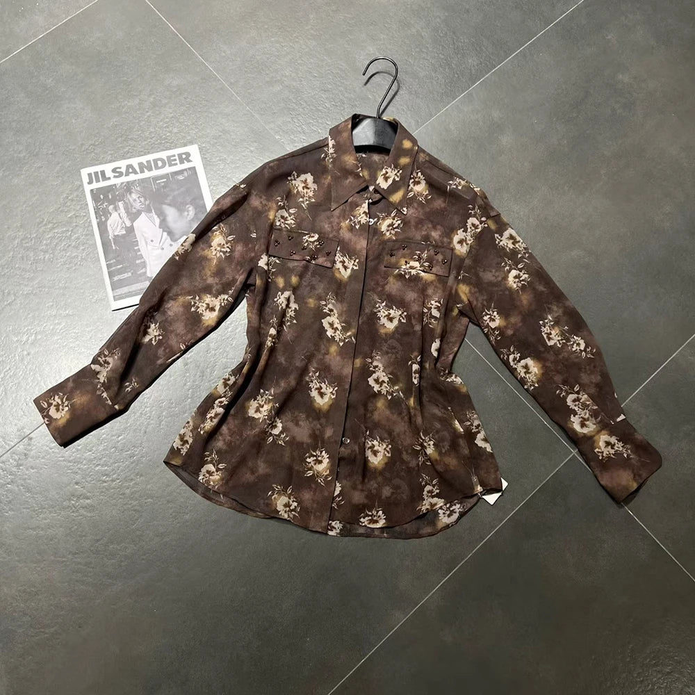 Abstract-Print Collared Shirt