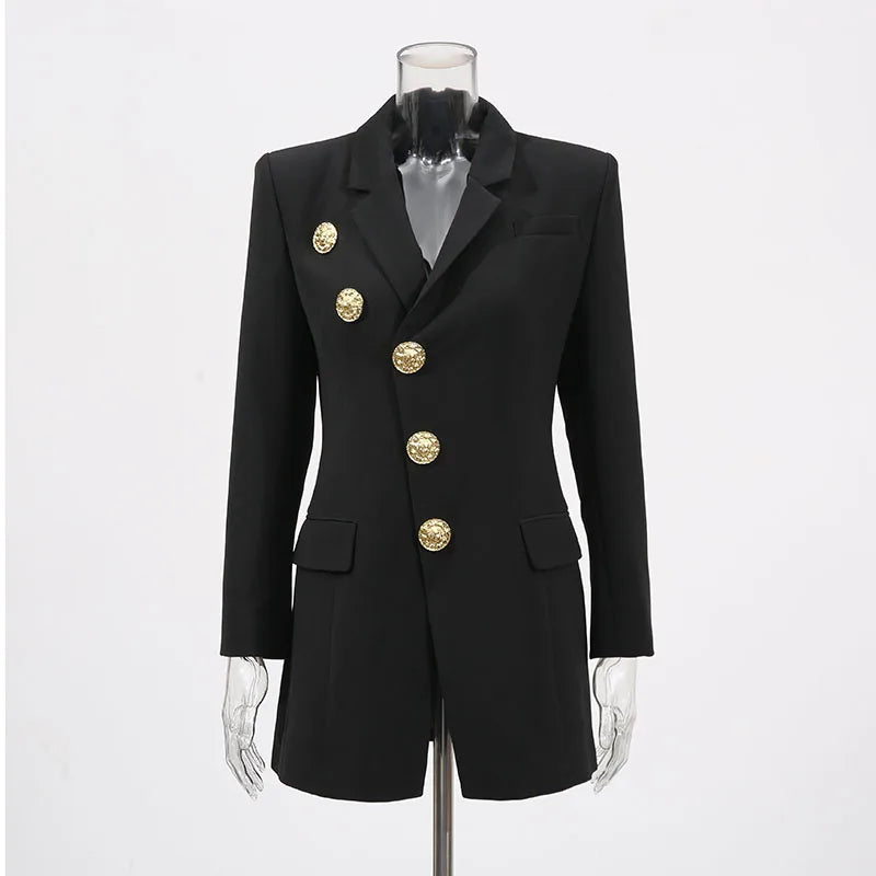 Statement-Button Tailored Blazer