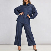 Collared Shirt and Pants Set