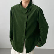 Asymmetric-Collar Relaxed Shirt Jacket