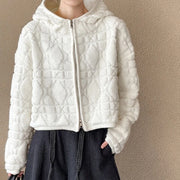 Textured Hooded Zip-Up Jacket