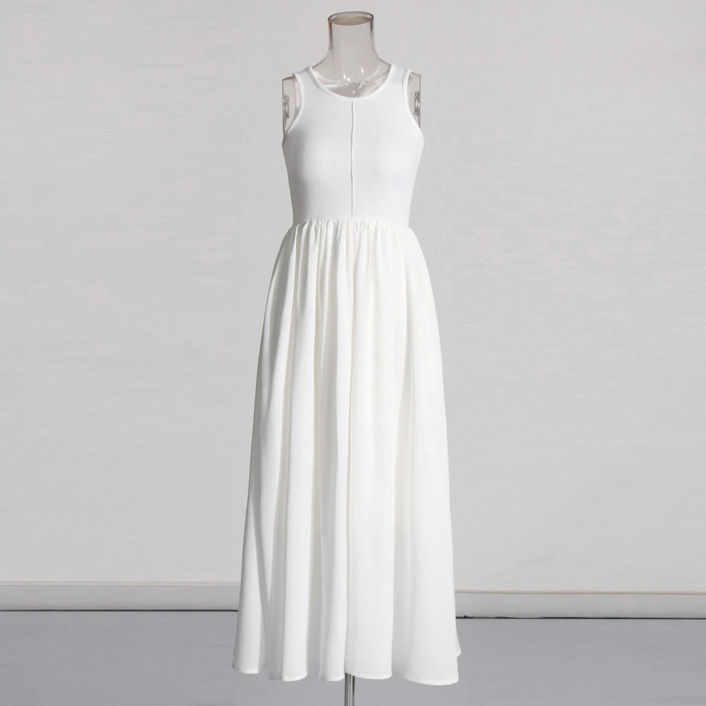 Gathered Sleeveless A-Line Dress