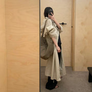 Drawstring Long Trench Coat