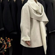 Draped-Collar Asymmetric Jacket