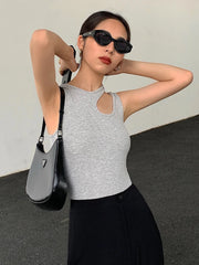 Cutout-Neck Sleeveless Tank Top