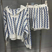 Wavy-Stripe Top and Shorts Set