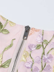Floral Applique Top and Skirt Set