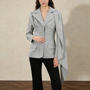 Draped-Panel Tailored Blazer