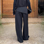 Asymmetric-Waist Wide-Leg Pants