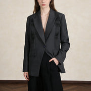 Pleated-Panel Tailored Blazer