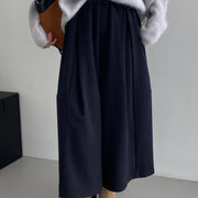 Elastic-Waist Wide-Leg Cropped Pants