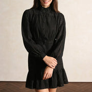 Eyelet Long-Sleeve Mini Dress