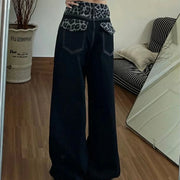 Leopard-Waist Wide-Leg Pants