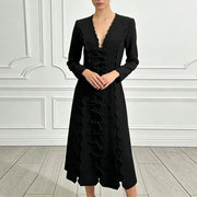 Bow-Front Scalloped Dress