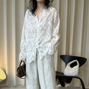 Floral Lace Button-Front Blouse