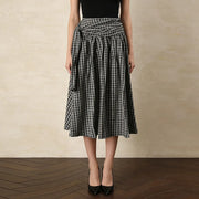 Checked Gathered A-Line Skirt