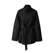 Tie-Waist Stand-Collar Jacket