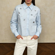 Star-Embellished Cropped Shirt