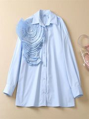 Oversized Floral Applique Shirt