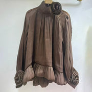 Rosette High-Neck Blouse