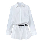 Collared Long-Sleeve Mini Shirt Dress