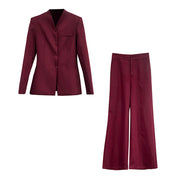 Collarless Blazer and Pants Set