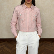 Contrast Lace Applique Shirt