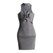 Cutout High-Neck Mini Dress