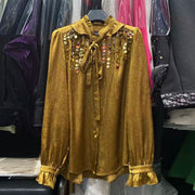 Embellished Tie-Neck Blouse