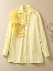 Oversized Floral Applique Shirt