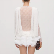 Draped Long-Sleeve Mini Dress
