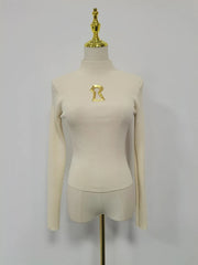 Keyhole-Detail Long-Sleeve Top
