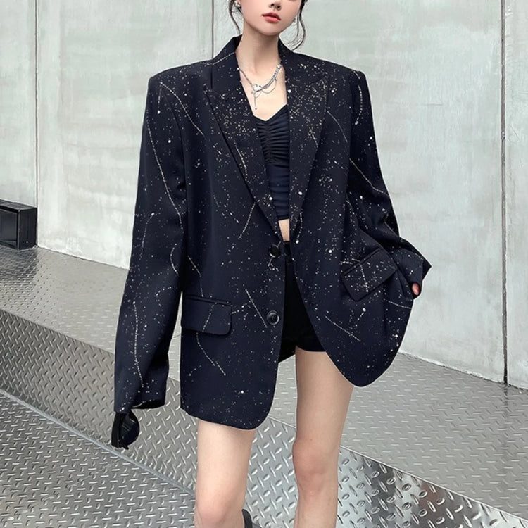 Speckled Notched-Lapel Blazer