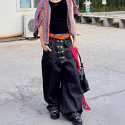 Buckle-Front Wide-Leg Pants
