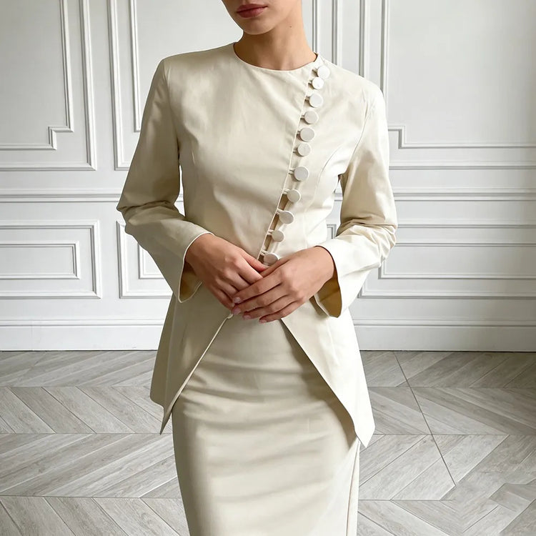 Asymmetric Button-Front Jacket