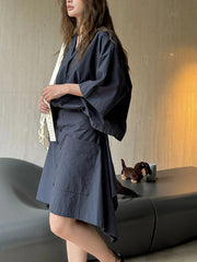 Relaxed Three-Quarter-Sleeve Shirt Dress